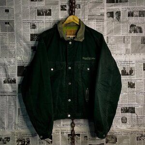 Vintage Diesel Industry Denver Workwear Jacket Denim with Leather Collar - XL